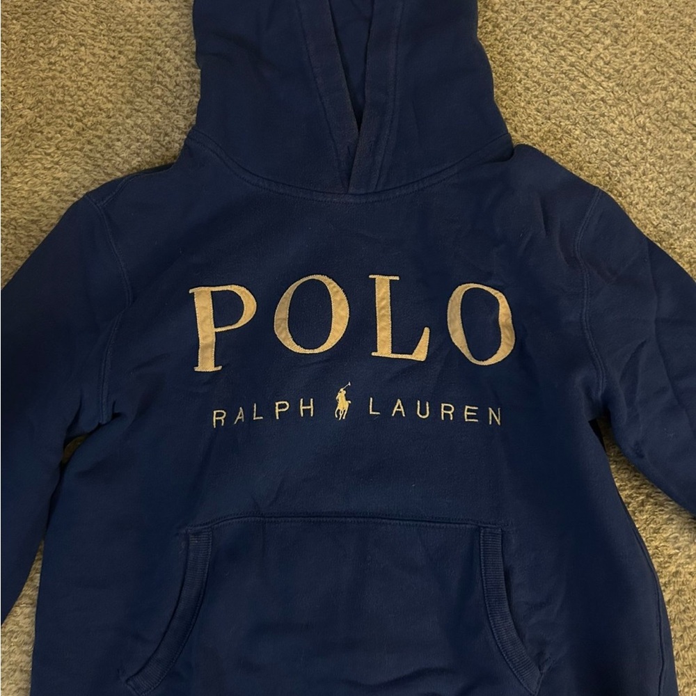 Ralph Lauren Blue Hoodie Sweatshirt with Signature Branding
